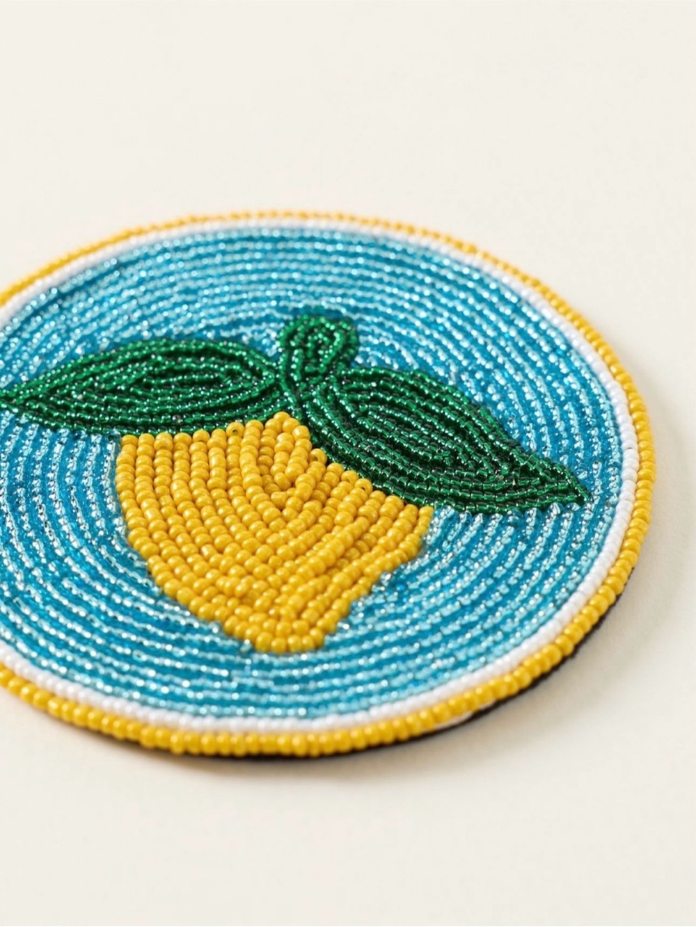 Anthropologie Fiona Beaded coaster in lemon